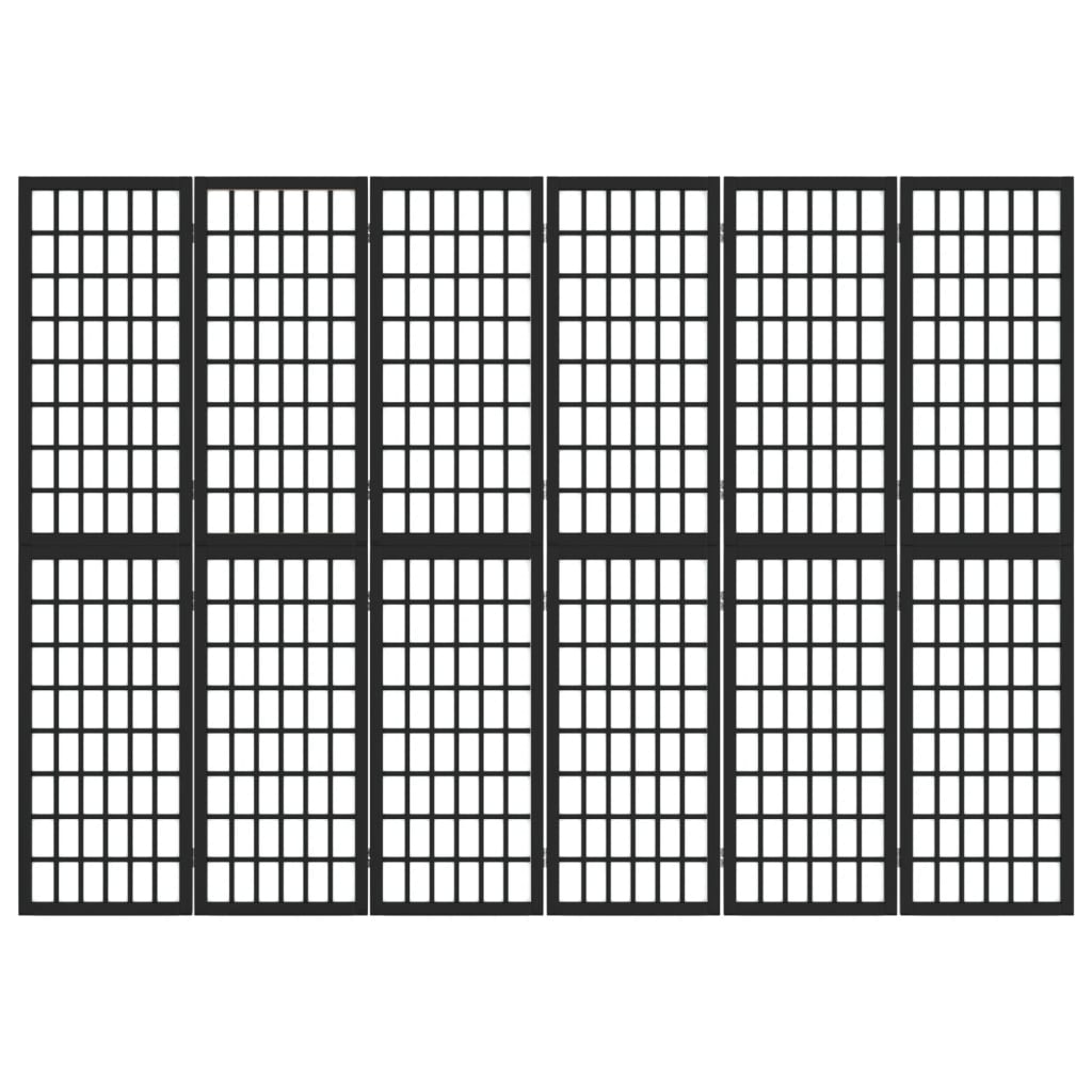 Divisorio Pieghevole 6 Pannelli Stile Giapponese 240x170cm Nero
