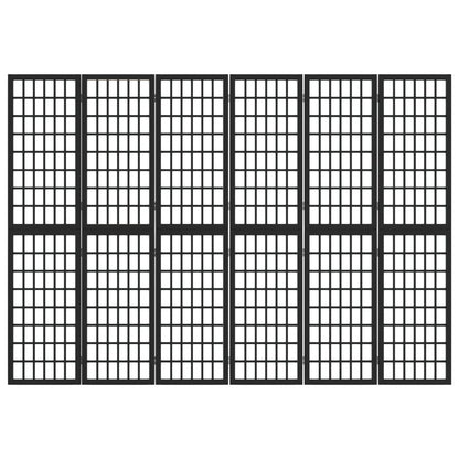 Divisorio Pieghevole 6 Pannelli Stile Giapponese 240x170cm Nero