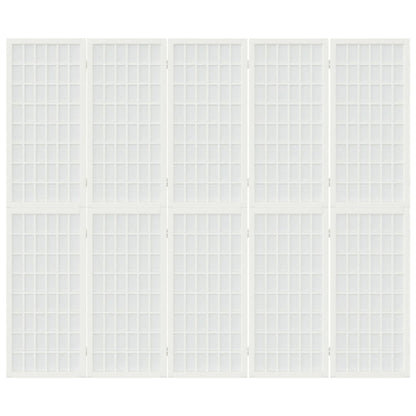 Divisorio Pieghevole 5 Pannelli Stile Giapponese 200x170 Bianco