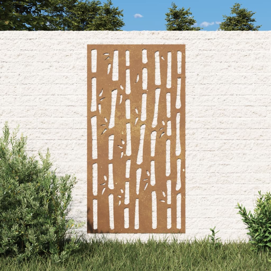 Decorazione Muro da Giardino 105x55 cm BambÃƒÂ¹ in Acciaio Corten