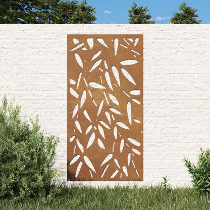 Decorazione Muro Giardino 105x55 cm Foglie BambÃƒÂ¹ Acciaio Corten