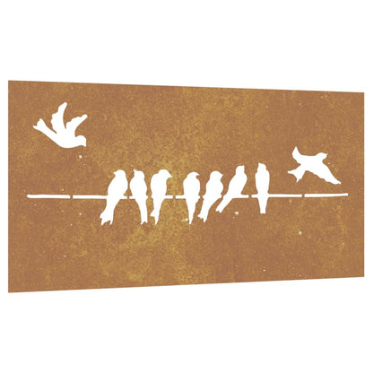 Decorazione Muro da Giardino 105x55 cm Uccello Acciaio Corten