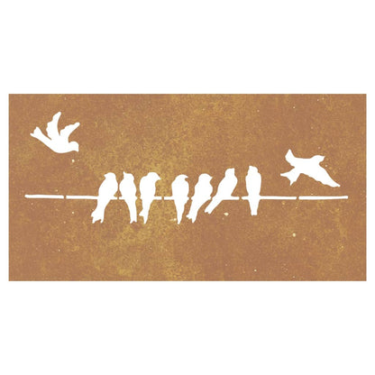 Decorazione Muro da Giardino 105x55 cm Uccello Acciaio Corten