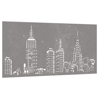 Decorazione Muro da Giardino 105x55cm Skyline in Acciaio Corten