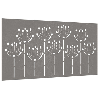 Decorazione Muro da Giardino 105x55 cm Fiore in Acciaio Corten