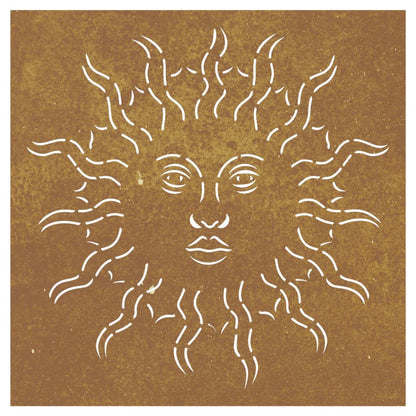 Decorazione Muro da Giardino 55x55 cm Sole in Acciaio Corten