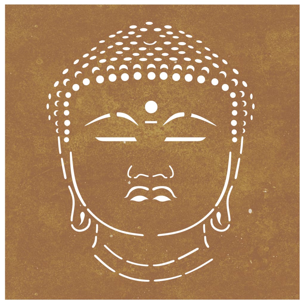 Decorazione Muro Giardino 55x55 cm Testa Buddha Acciaio Corten