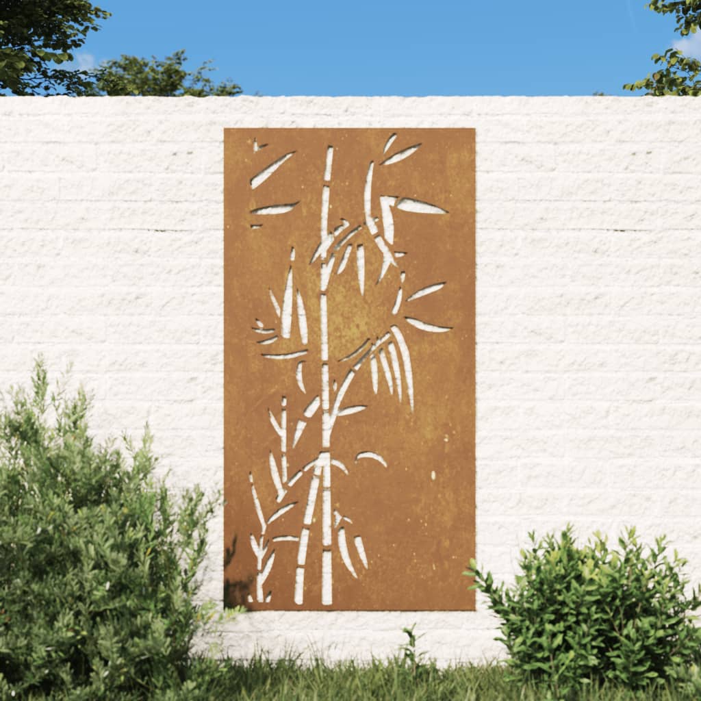 Decorazione Muro da Giardino 105x55 cm BambÃƒÂ¹ in Acciaio Corten