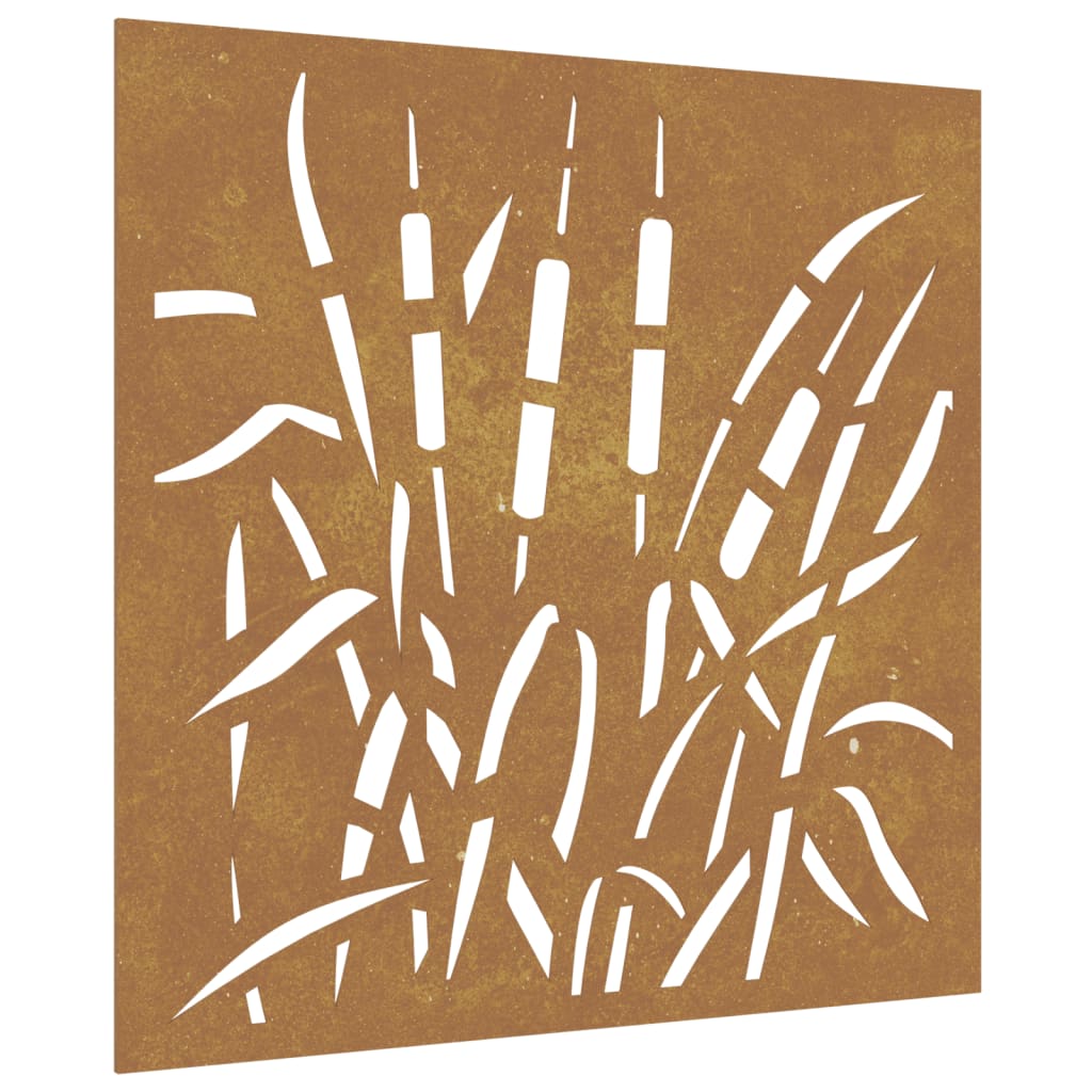 Decorazione Muro da Giardino 55x55 cm Erba in Acciaio Corten