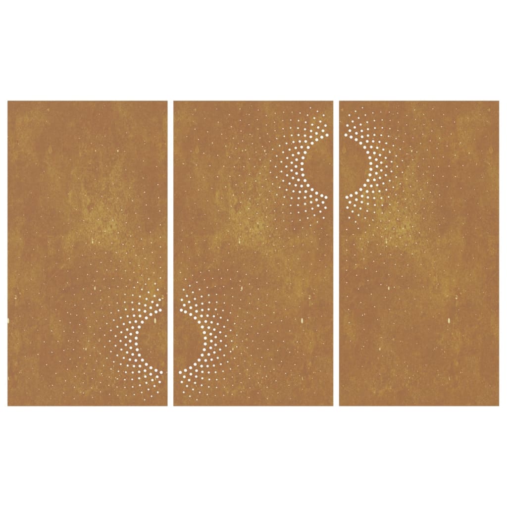 Decorazioni Muro da Giardino 3 pz 105x55 cm Sole Acciaio Corten