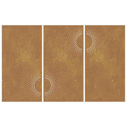 Decorazioni Muro da Giardino 3 pz 105x55 cm Sole Acciaio Corten