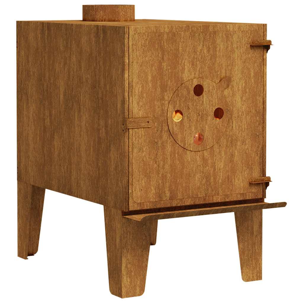 Stufa da Campeggio 35x50x55 cm in Acciaio Corten