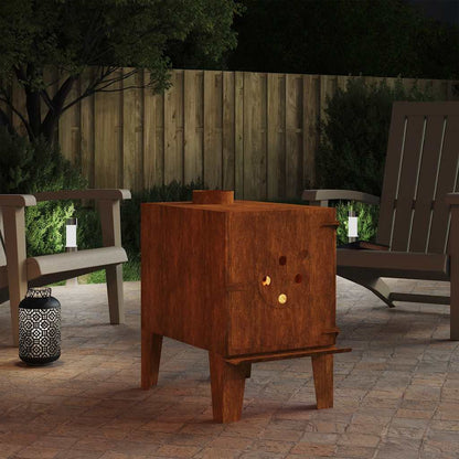 Stufa da Campeggio 35x50x55 cm in Acciaio Corten