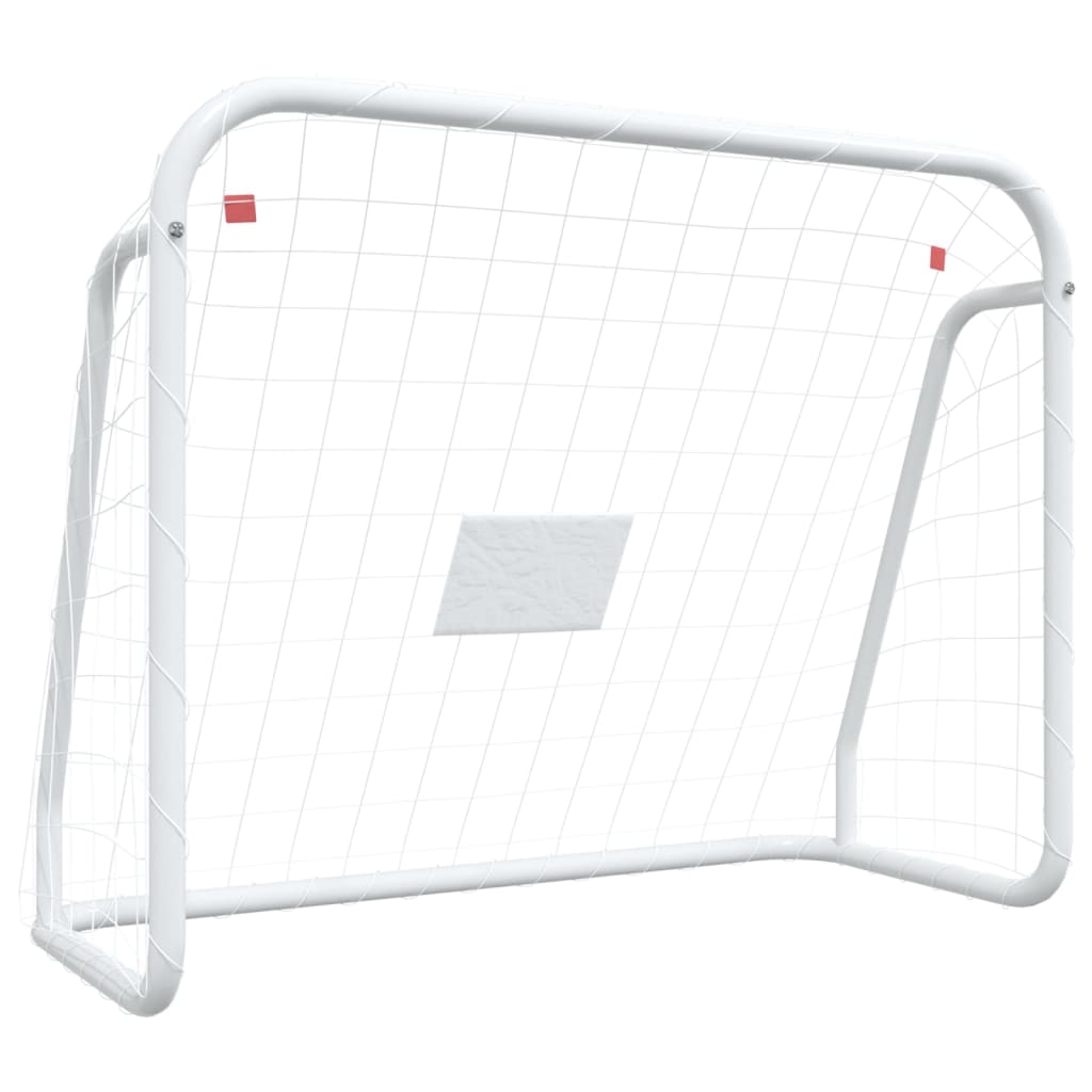 Porta da Calcio con Rete Bianca 125x96x60 cm Acciaio Poliestere