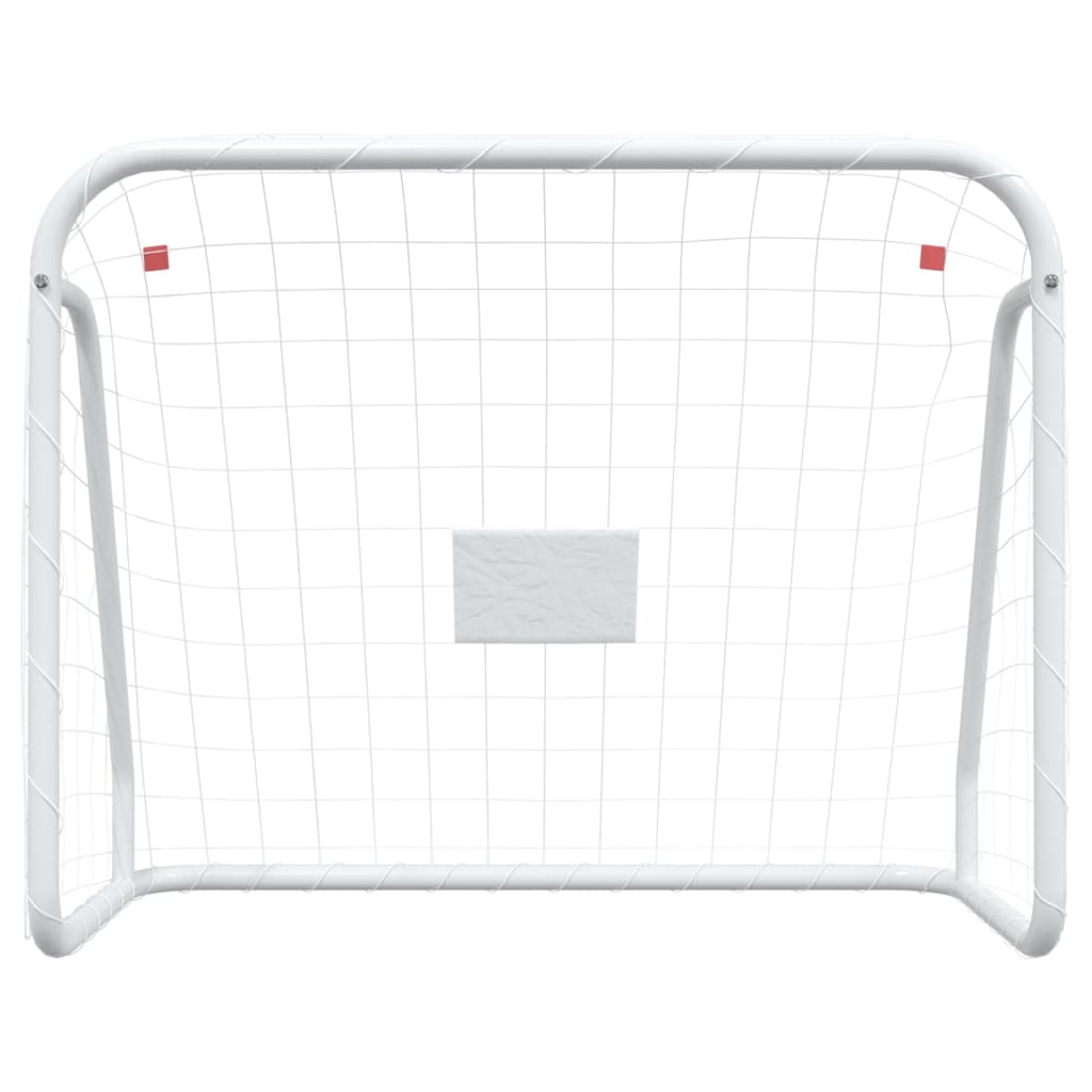 Porta da Calcio con Rete Bianca 125x96x60 cm Acciaio Poliestere