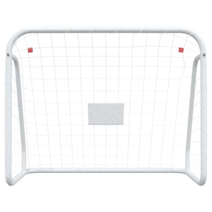 Porta da Calcio con Rete Bianca 125x96x60 cm Acciaio Poliestere