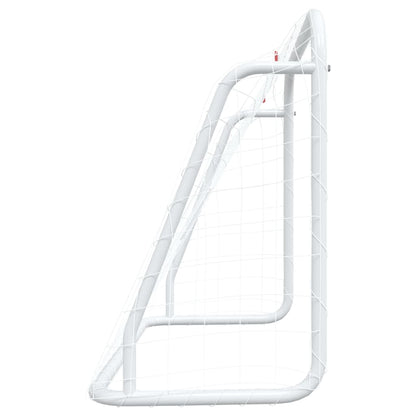 Porta da Calcio con Rete Bianca 125x96x60 cm Acciaio Poliestere