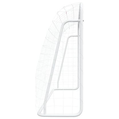 Porta da Calcio con Rete Bianca 214x75x152cm Acciaio Poliestere
