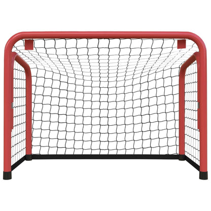 Porta Hockey Rete Rossa e Nera 68x32x47 cm Acciaio e Poliestere
