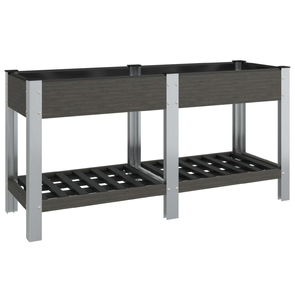 Fioriera Rialzata Giardino con Ripiano Grigia 175x50x75 cm WPC