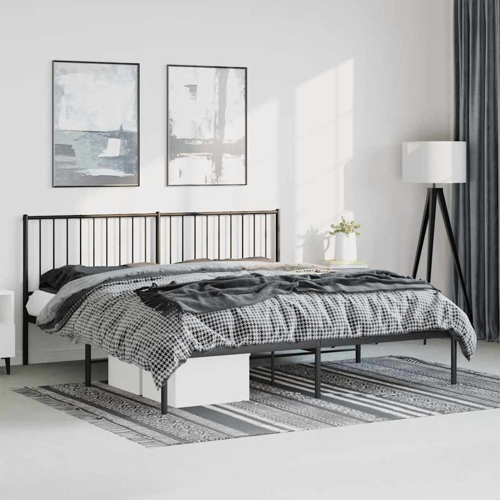 Giroletto con Testiera in Metallo Nero 183x213 cm