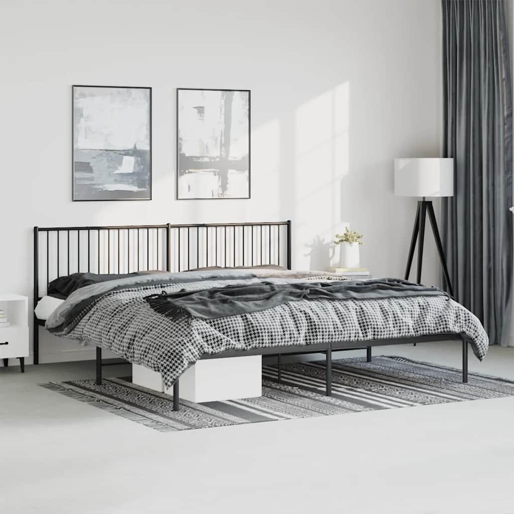 Giroletto con Testiera in Metallo Nero 193x203 cm