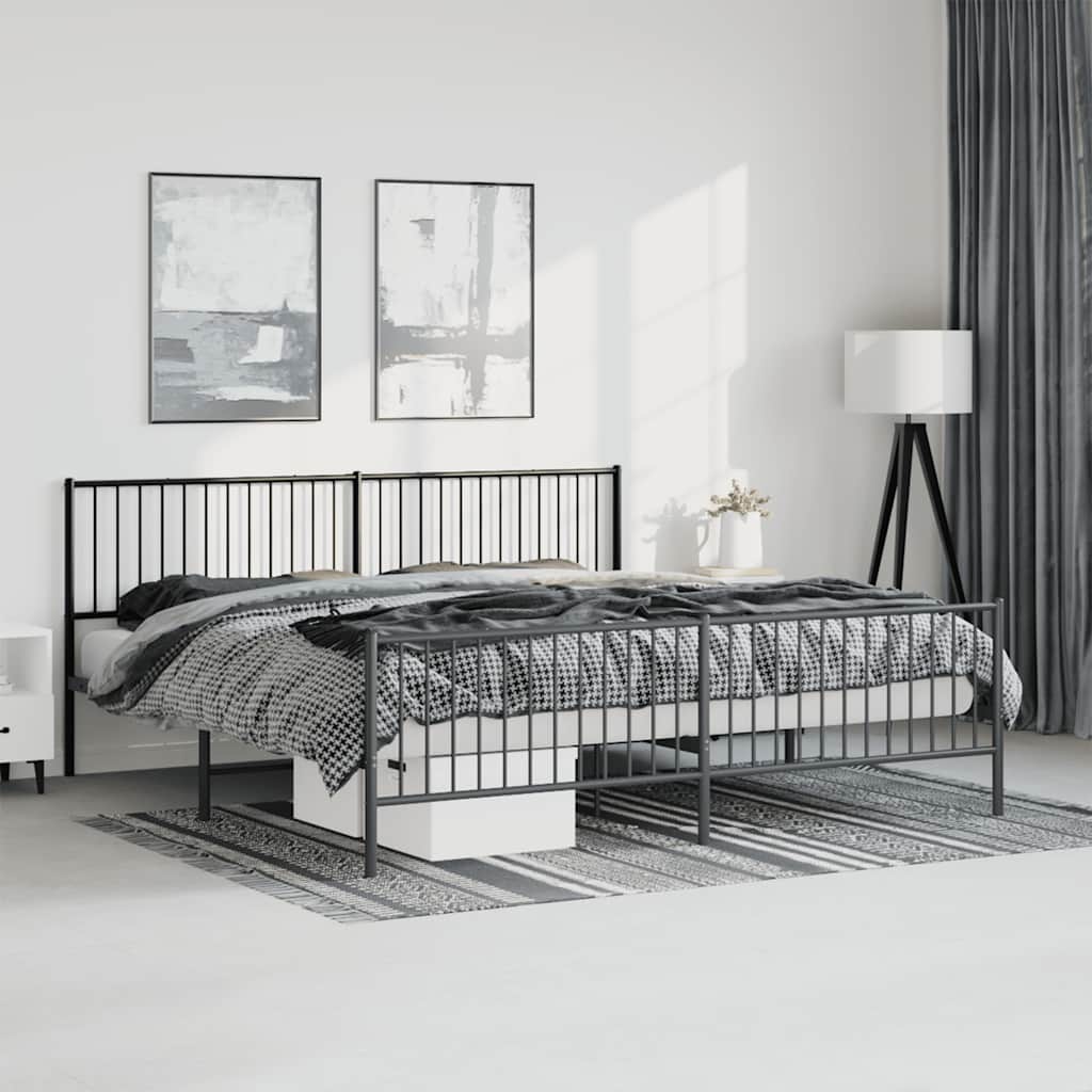 Giroletto con Testiera e Pediera Metallo Nero 193x203 cm
