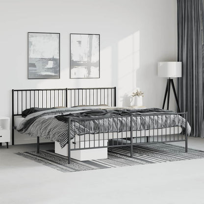 Giroletto con Testiera e Pediera Metallo Nero 193x203 cm