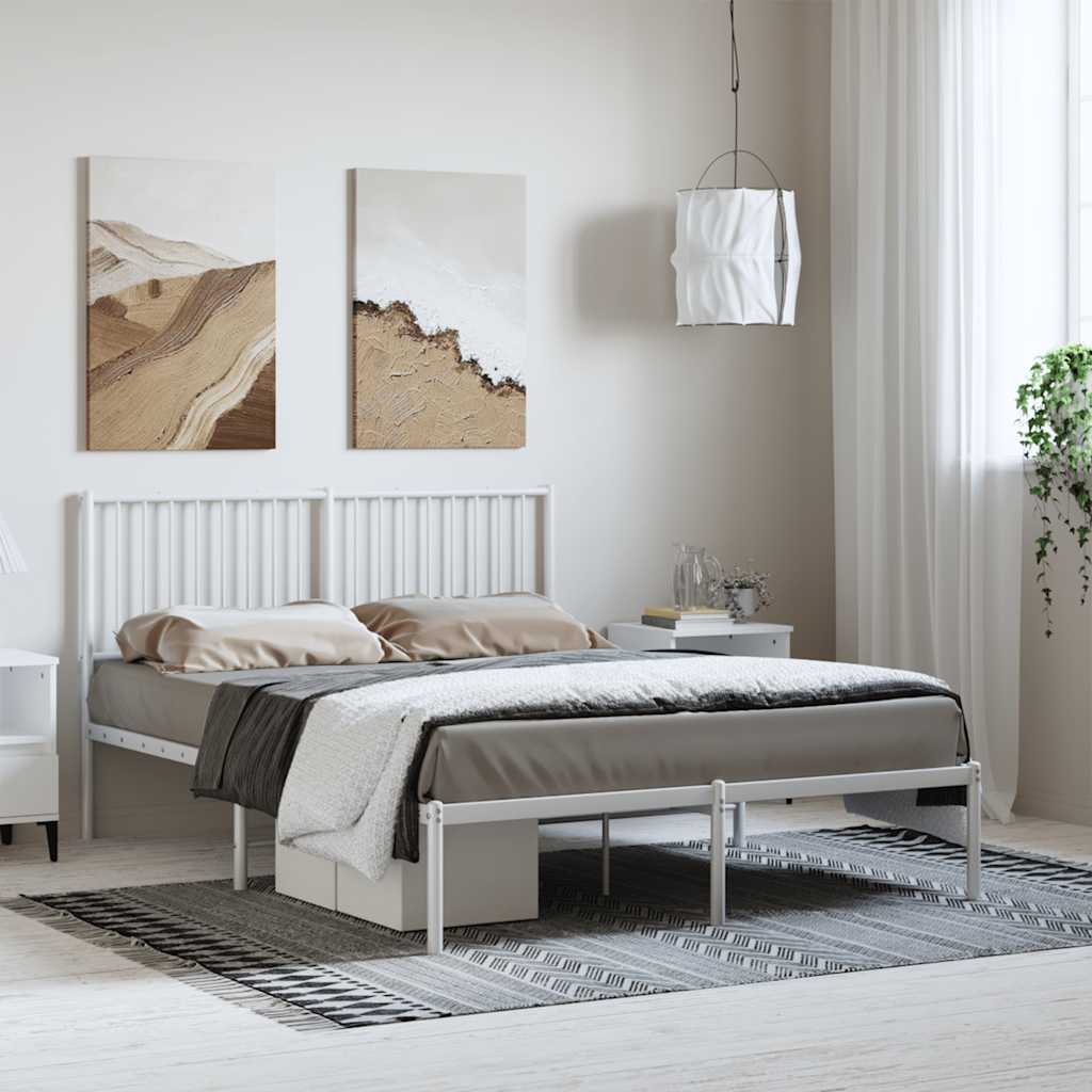 Giroletto con Testiera Metallo Bianco 135x190 cm