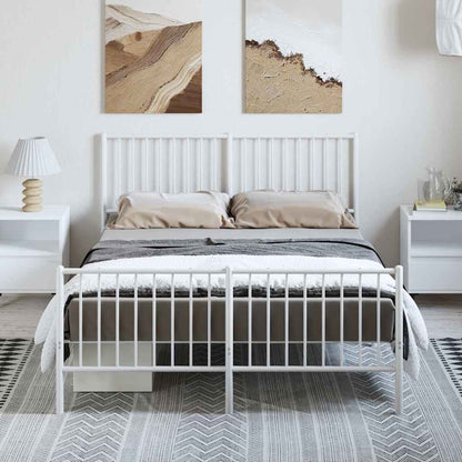 Giroletto con Testiera e Pediera Metallo Bianco 135x190 cm