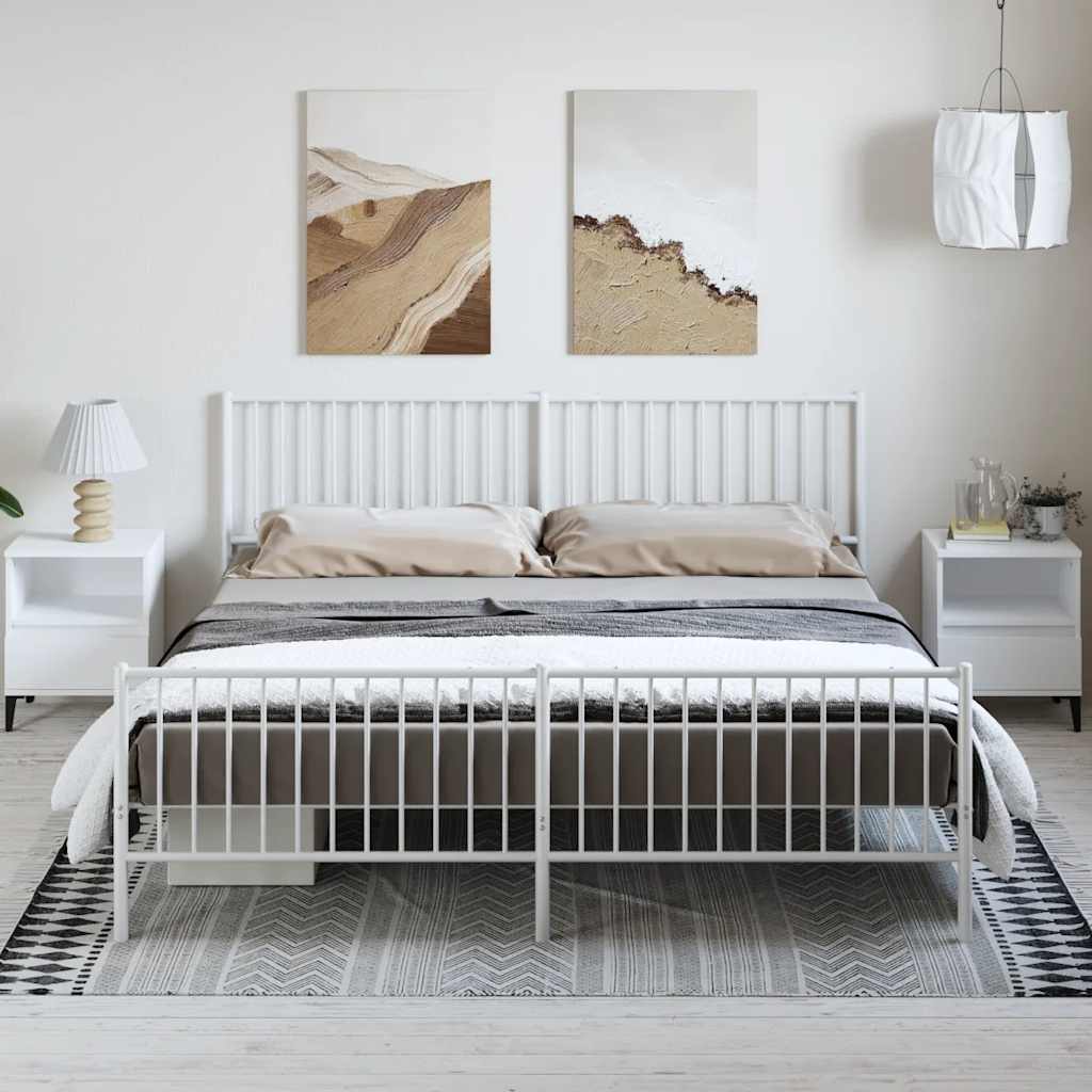 Giroletto con Testiera e Pediera Metallo Bianco 183x213 cm