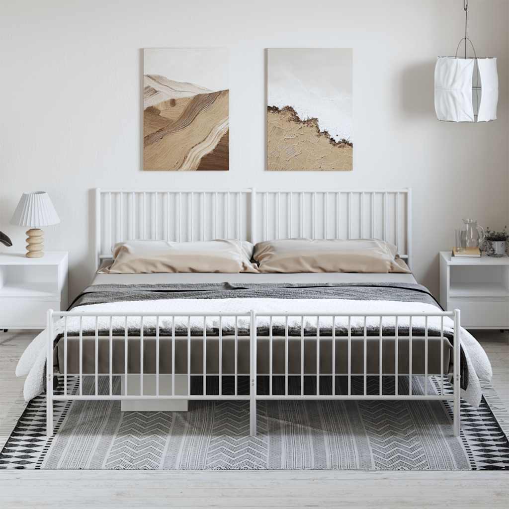 Giroletto con Testiera e Pediera Metallo Bianco 193x203 cm
