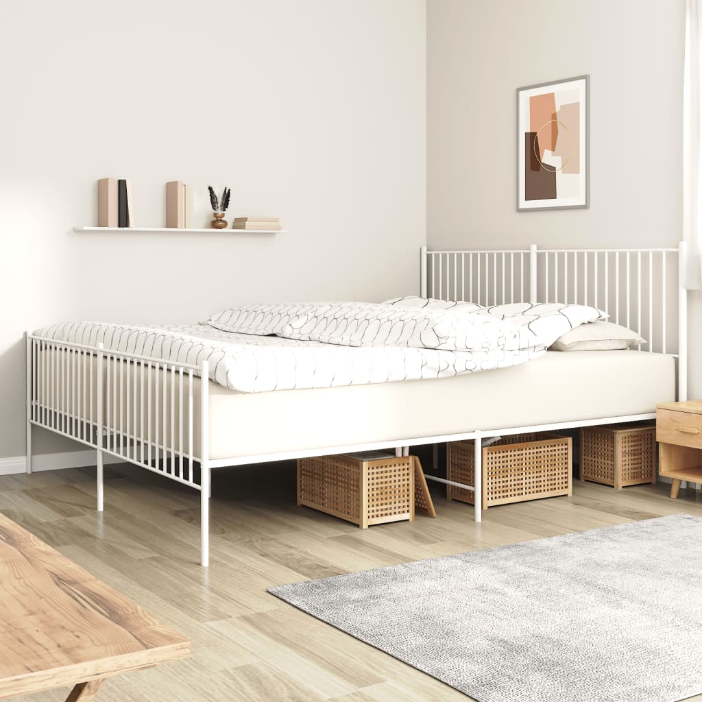 Giroletto con Testiera e Pediera Metallo Bianco 200x200 cm