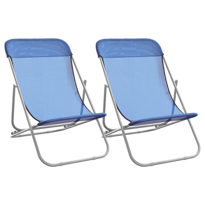 Sedie Pieghevoli 2 pz Blu in Textilene e Acciaio Verniciato