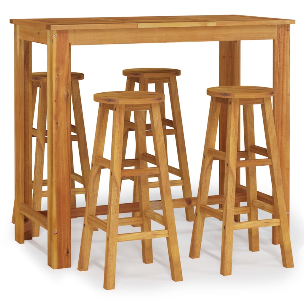 Set da Bar da Giardino 5 pz in Legno Massello di Acacia