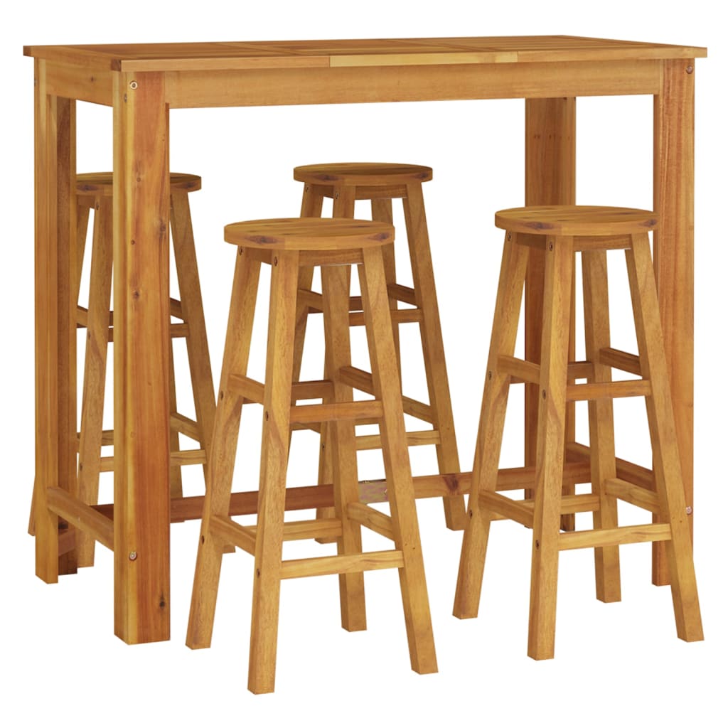 Set da Bar da Giardino 5 pz in Legno Massello di Acacia