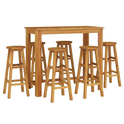 Set da Bar da Giardino 7 pz in Legno Massello di Acacia
