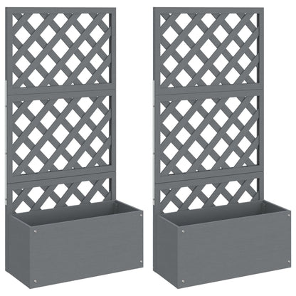 Fioriere a Traliccio 2pz Grigie 65x33x135 cm WPC