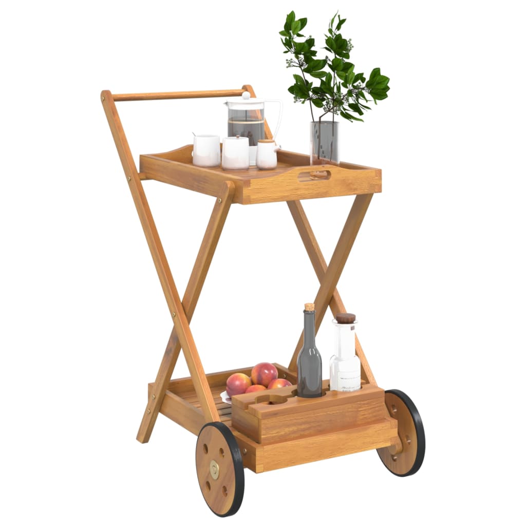 Carrello da TÃ¨ 54x87x90 cm in Legno Massello di Acacia