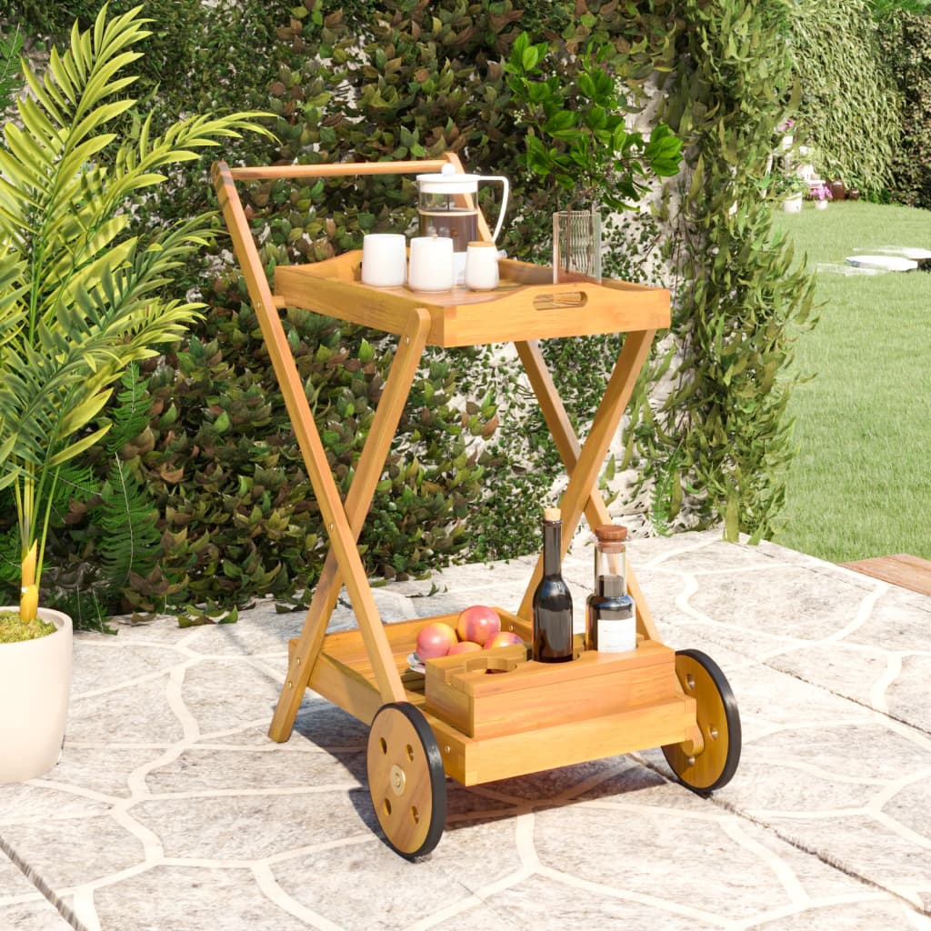 Carrello da TÃ¨ 54x87x90 cm in Legno Massello di Acacia