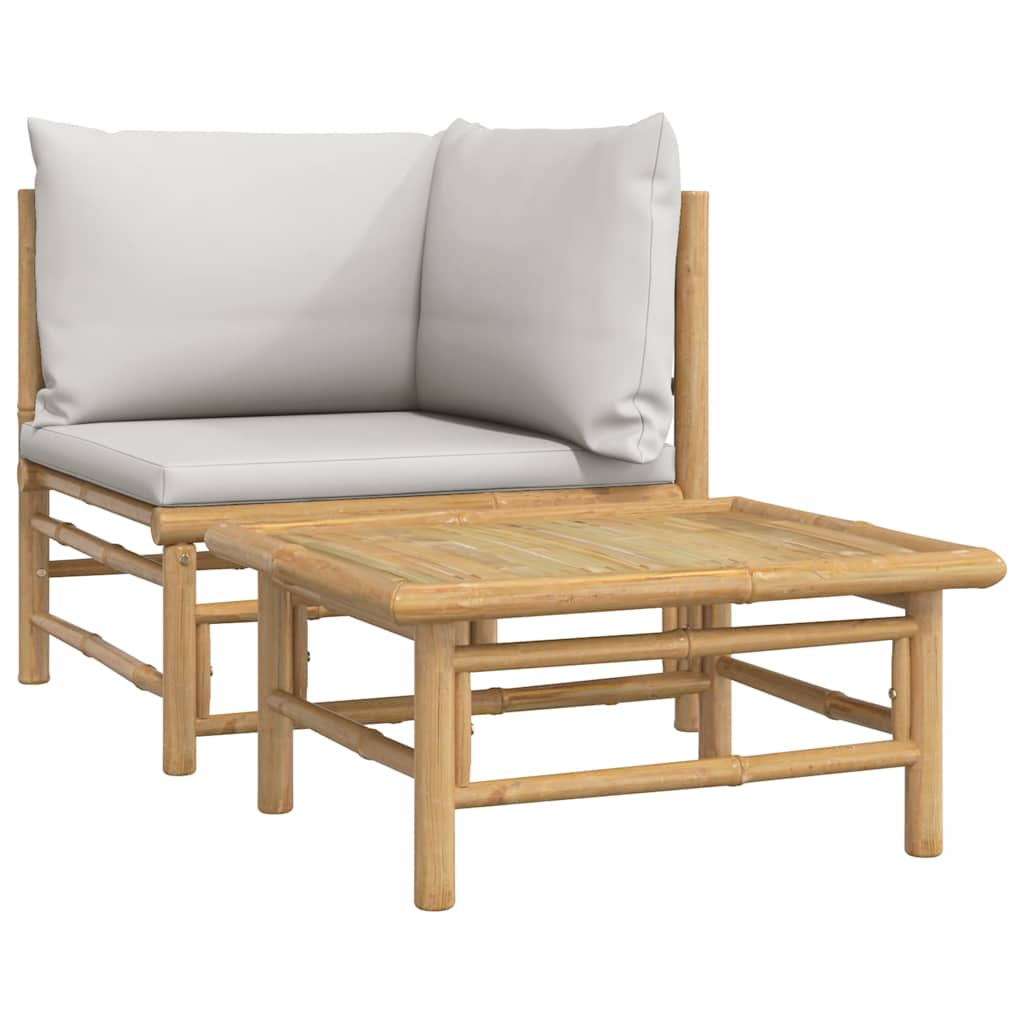 Set Salotto da Giardino 2pz con Cuscini Grigio Chiaro BambÃ¹