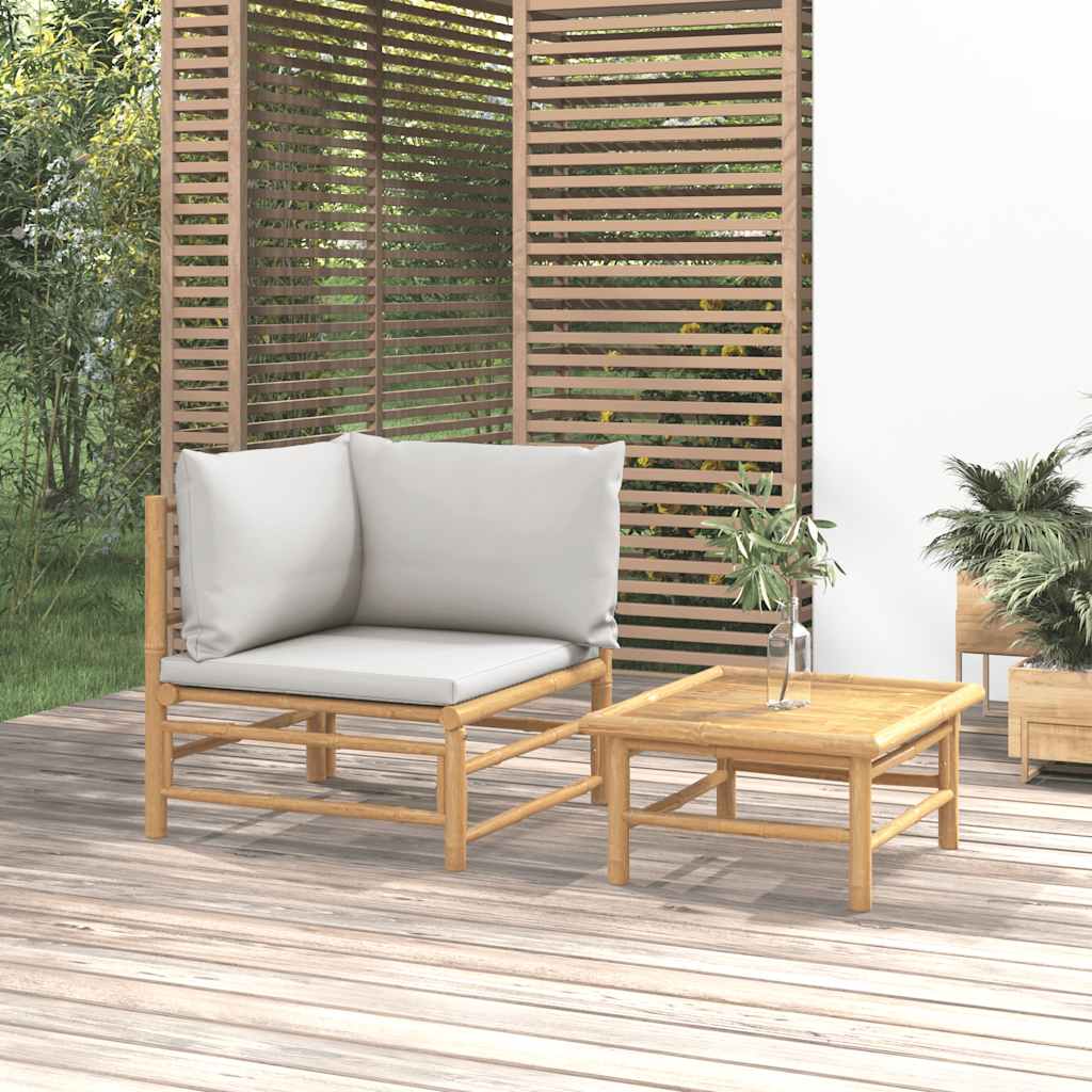 Set Salotto da Giardino 2pz con Cuscini Grigio Chiaro BambÃ¹