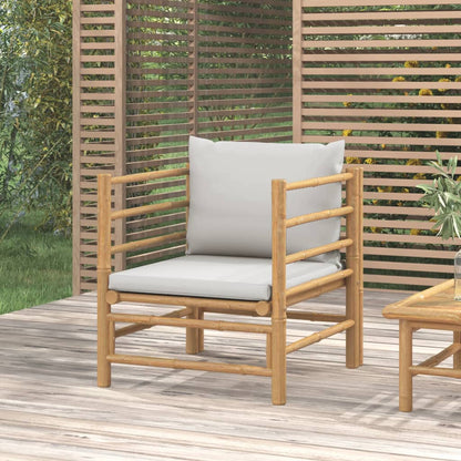 Divano da Giardino con Cuscini Grigio Chiaro in BambÃ¹