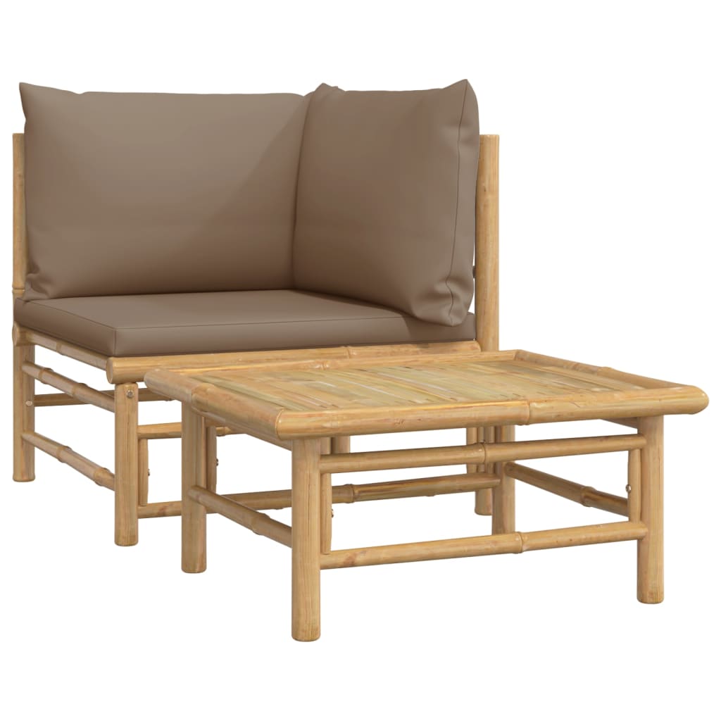 Set Salotto da Giardino 2pz con Cuscini Tortora BambÃƒÂ¹