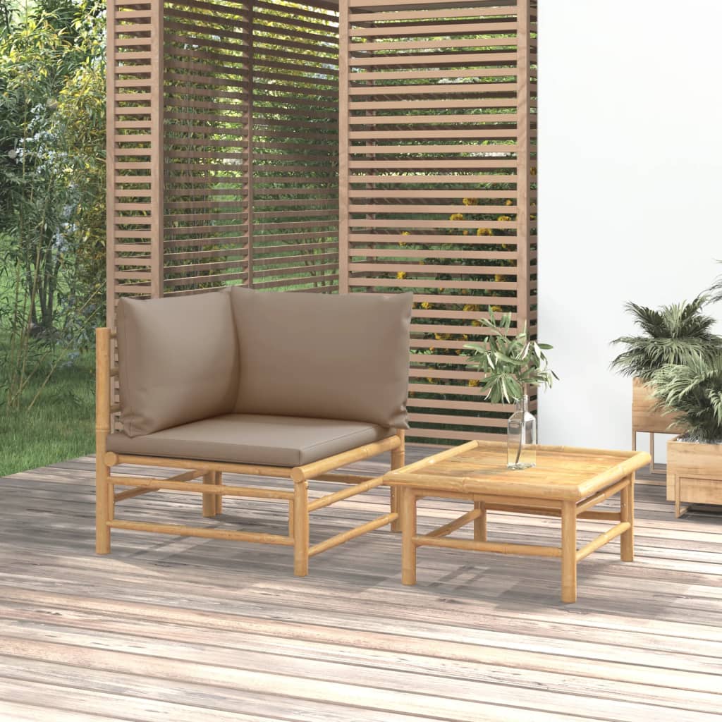 Set Salotto da Giardino 2pz con Cuscini Tortora BambÃƒÂ¹