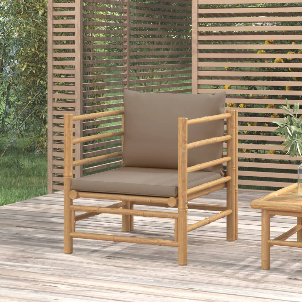 Divano da Giardino con Cuscini Tortora in BambÃ¹