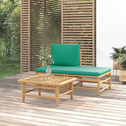 Set Salotto da Giardino 3pz con Cuscini Verdi BambÃƒÂ¹