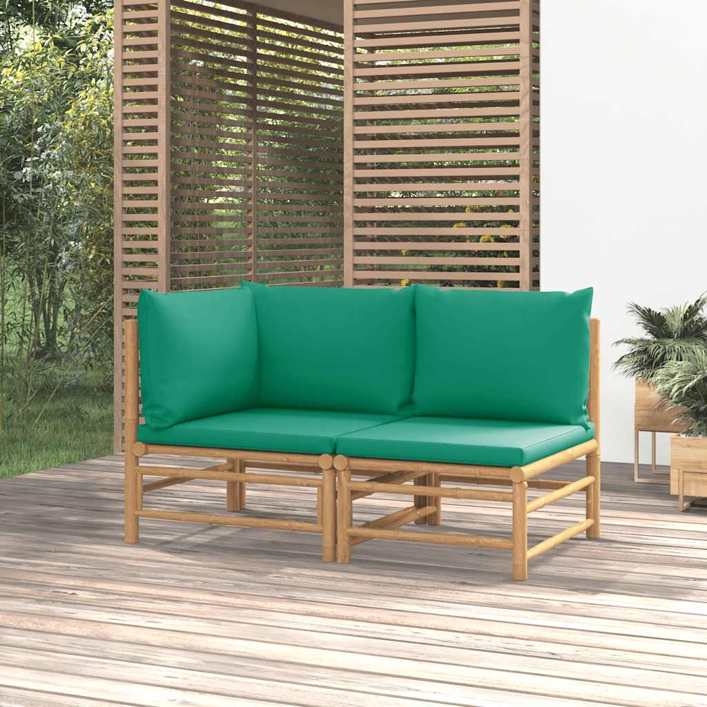 Set Salotto da Giardino 2pz con Cuscini Verdi BambÃƒÂ¹