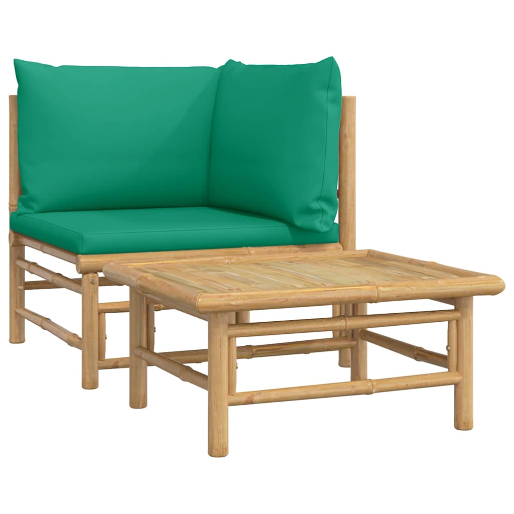 Set Salotto da Giardino 2pz con Cuscini Verdi BambÃƒÂ¹
