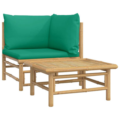 Set Salotto da Giardino 2pz con Cuscini Verdi BambÃƒÂ¹